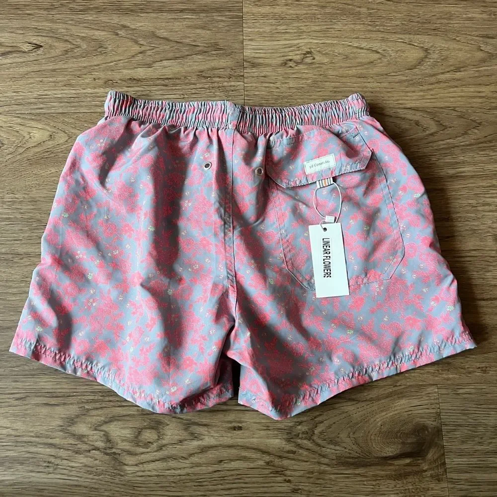 98 Coast Av Men’s Swim Trunks linear Flowers size M - Picture 2 of 4